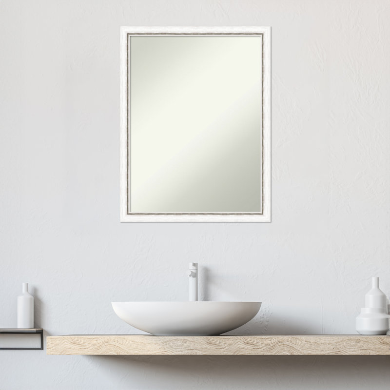 Miroir mural Morgan, 26,25 po x 20,25 po, Blanc / argent