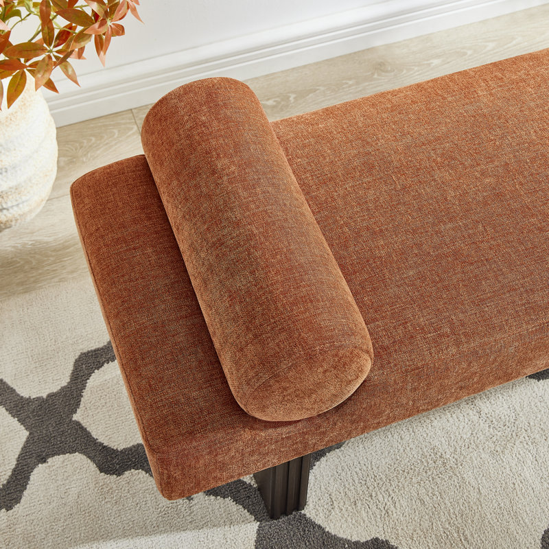  Brooke Contemporary Upholstered Bench, Orange, Orange