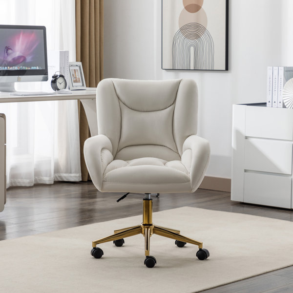 Veradis Swivel Office Chair Upholstered Adjustable Task Chair with Gold Metal Base