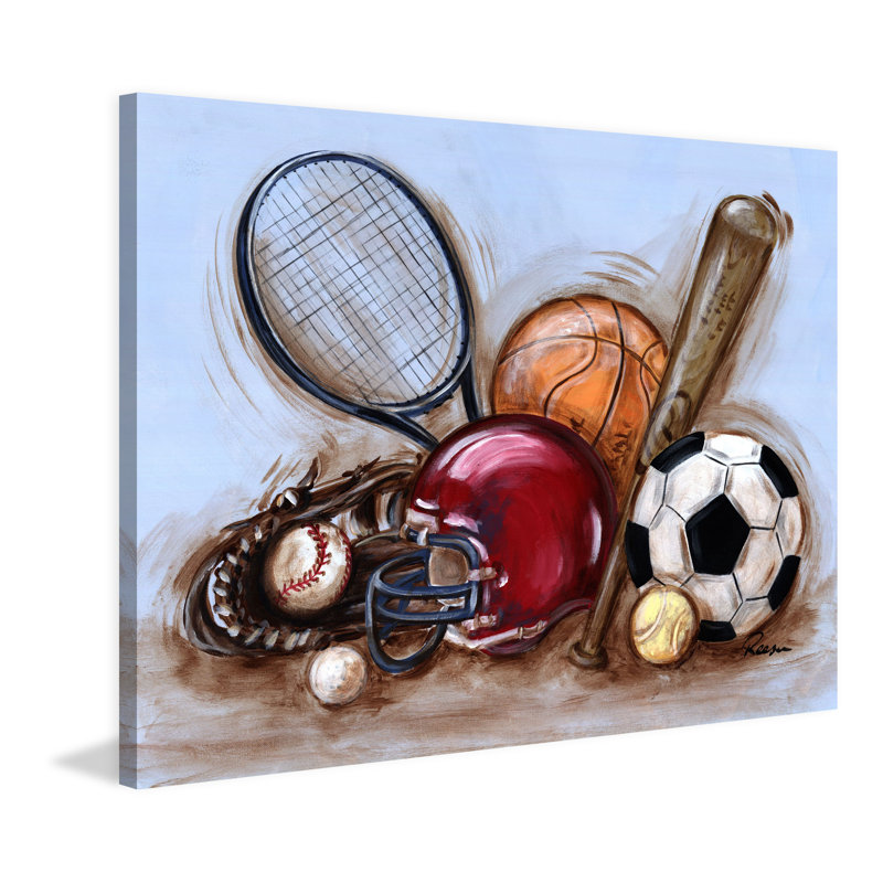 "Varsity Gear" par Reesa Qualia, reproduction sur toile tendue, H 24 po x l 31 po x P 1,5 po