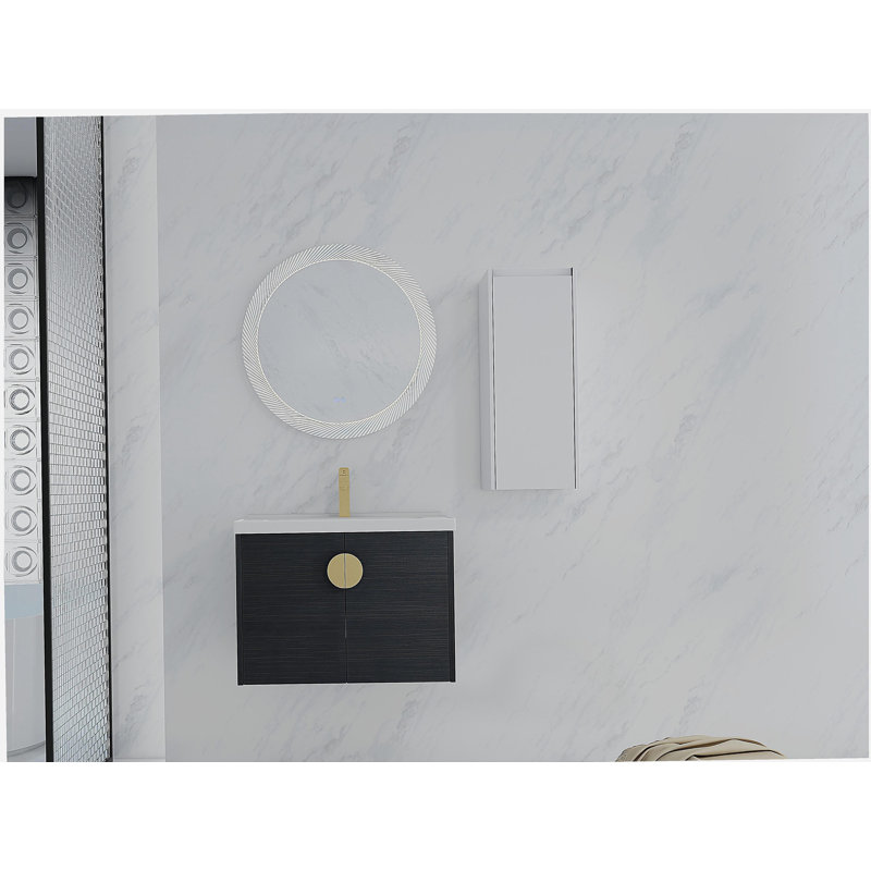 Meuble-lavabo mural 28 po avec lavabo en céramique et armoire d'appoint, portes 28 po, 28"