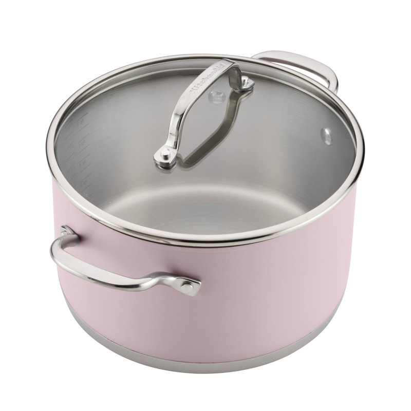Kitchenaid Color-Finished Stainless Steel 3-Ply Base Cookware Set, 11-Piece, Agave, Purple