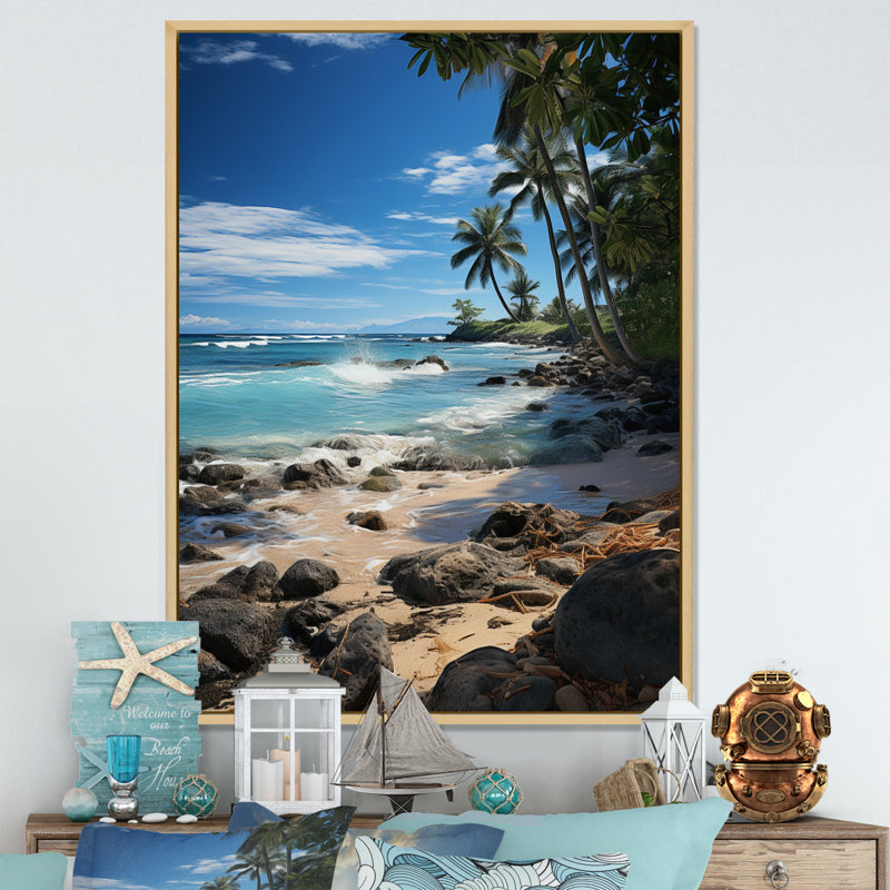 Photo de plage, paradis tropical VI - Nautique et plage, art mural sur toile, Cadre naturel flottant