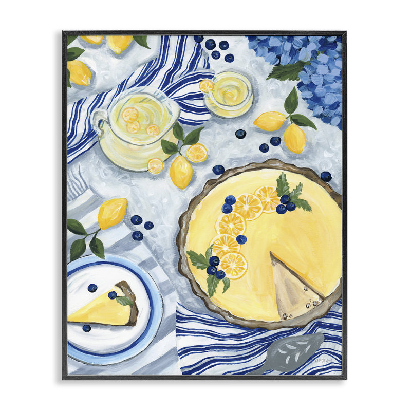  Art de giclée de pique-nique «Lemony Summer» par Yvette St. Amant, H 30 po x l 24 po, Giclée encadrée noir minuit