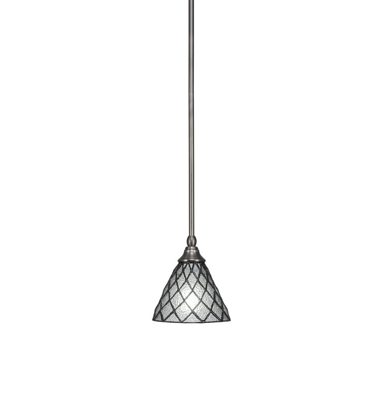 Stem Hung Mini Pendant Shown With 7" Diamond Ice Art Glass, Brushed Nickel