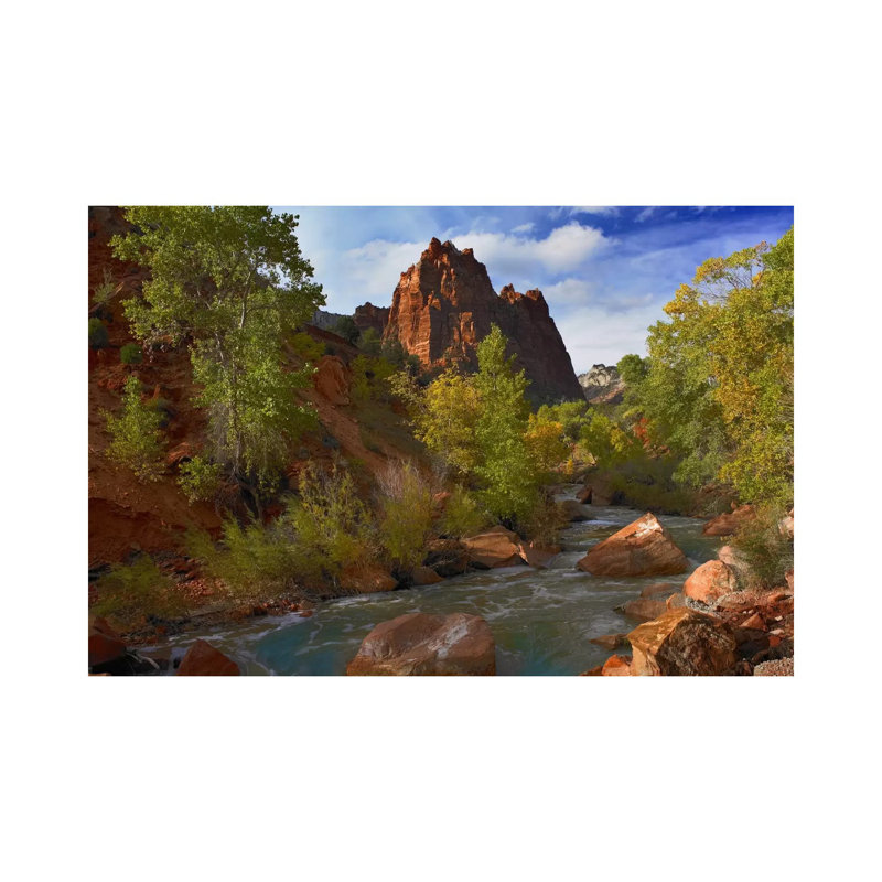 Mt Spry At 5,823 Foot Elevation With The Virgin River Surrounded by Tim Fitzharris - Wrapped Canvas Print