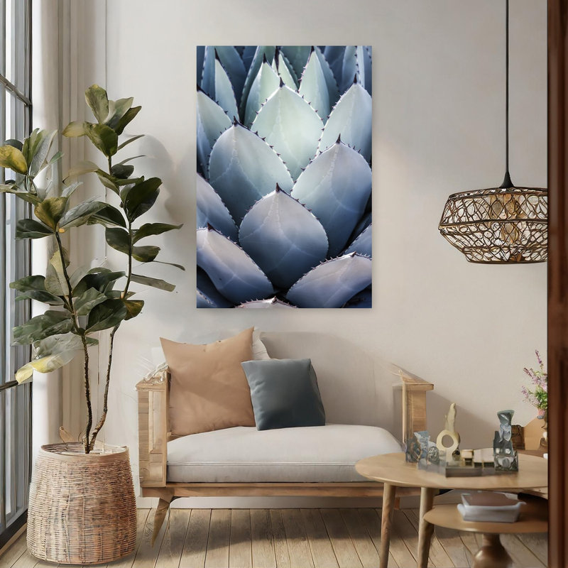 Art contemporain contemporain avec cactus, H 48 po x l 32 po