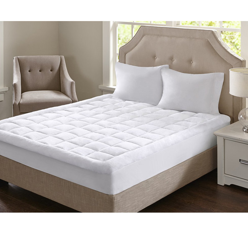 Surmatelas moelleux imperméable hypoallergénique en duvet synthétique, Lit simple