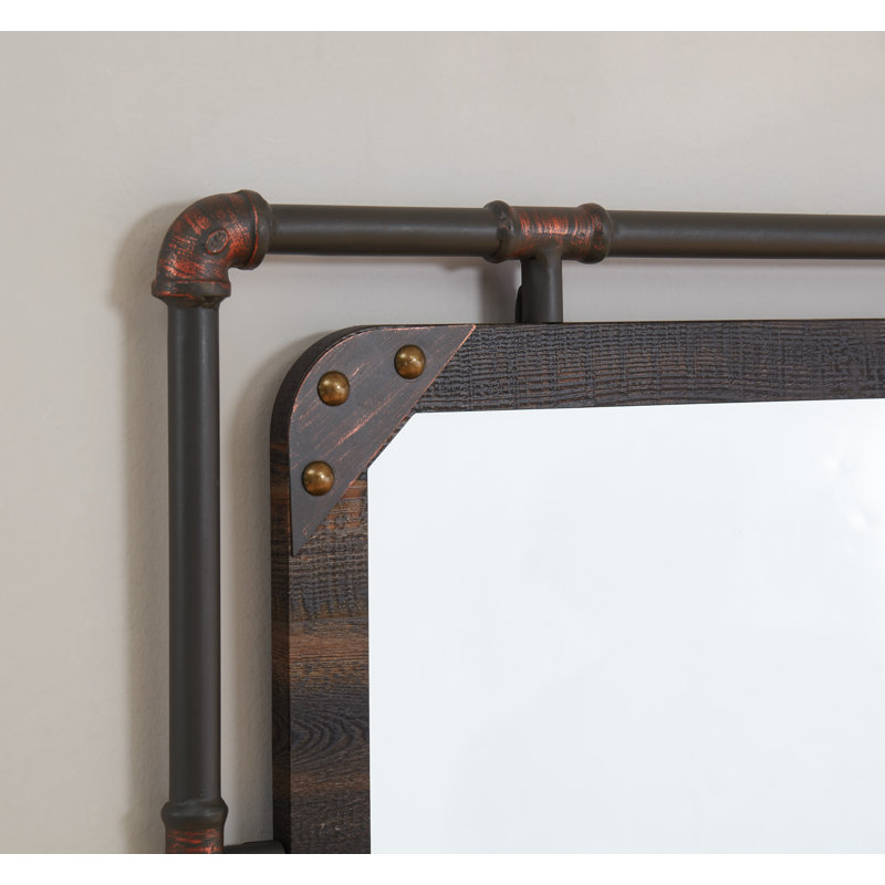 Miroir de salle de bain / meuble-lavabo biseauté industriel Holsworthy, Noir antique / espresso