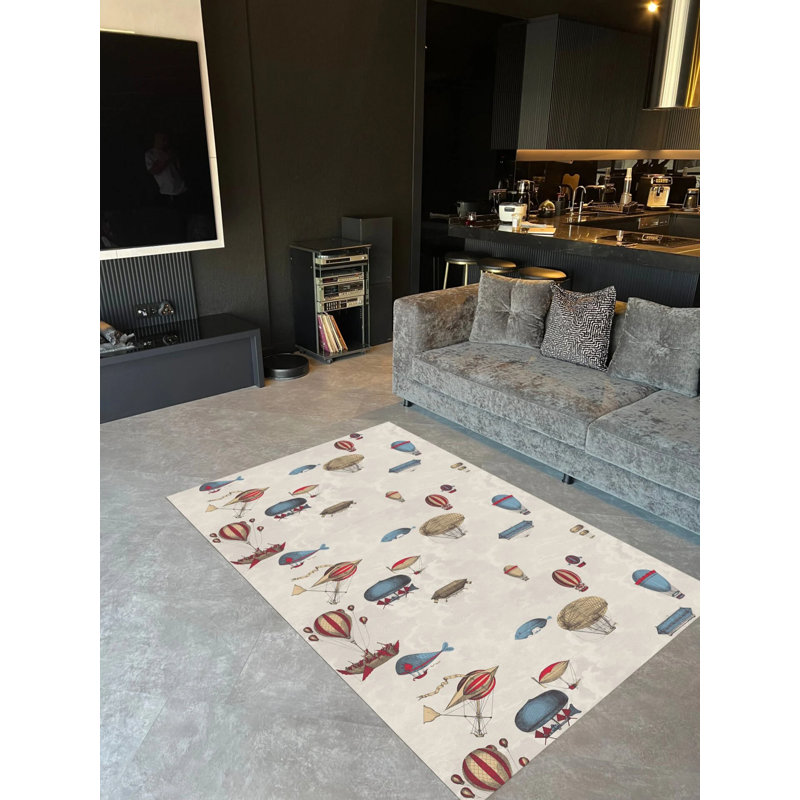 Tapis en polypropylène à motif abstrait Balloon, Tapis de couloir 3 pi 3 po x 8 pi 2 po