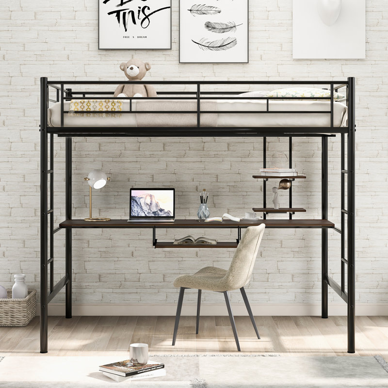 Lit mezzanine avec bureau et tablette