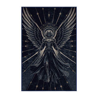 Machine Washable Warmley Angel Warrior Posh & Luxe Starburst Rug in Gray – Navy Binding