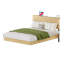 Base de lit flottante moderne avec lumières DEL et station de charge, tête de lit ondulée au fini chêne, pas de sommier nécessaire, pieds cachés-770397904