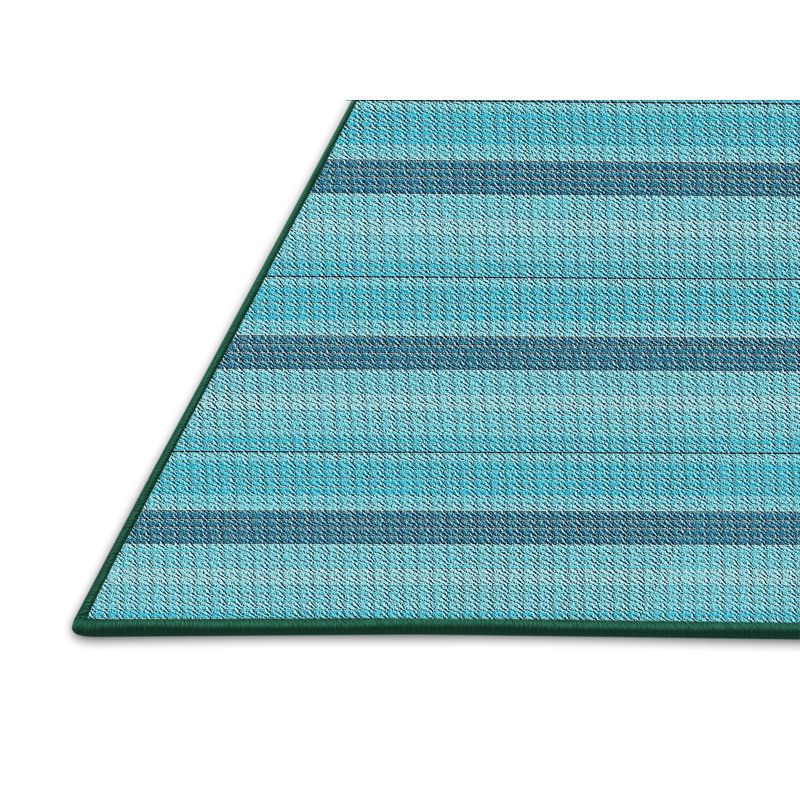 Tapis décoratif bleu rayé, Rectangle 5 pi x 7 pi