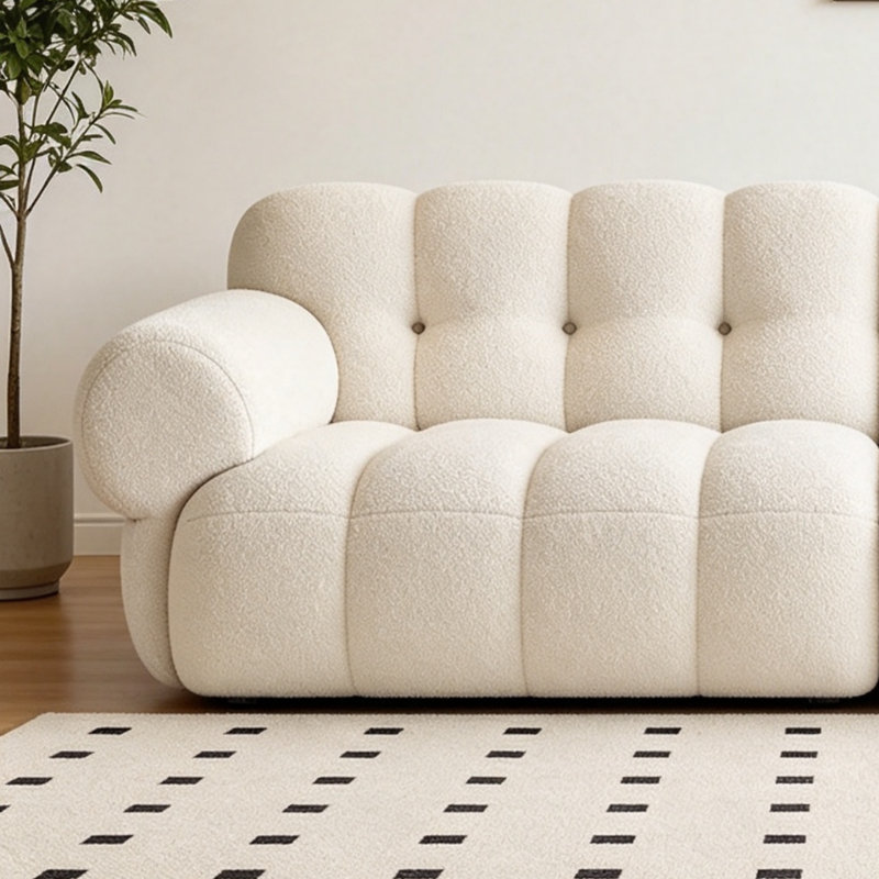 Canapé de style français à la mode et créative, Tissu blanc cassé