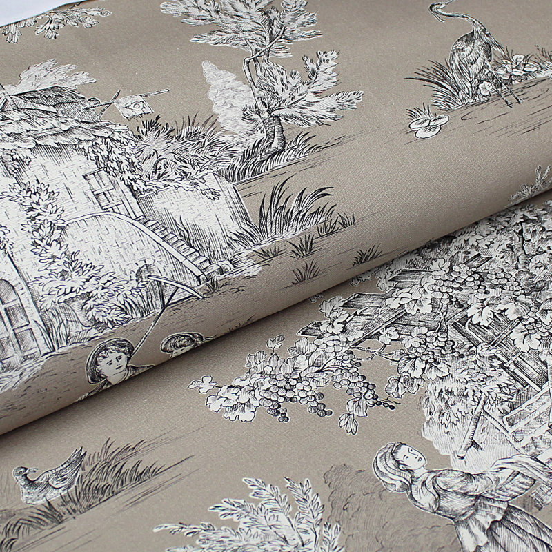 Chateau Gray and Black Cotton Queen Duvet Cover Set