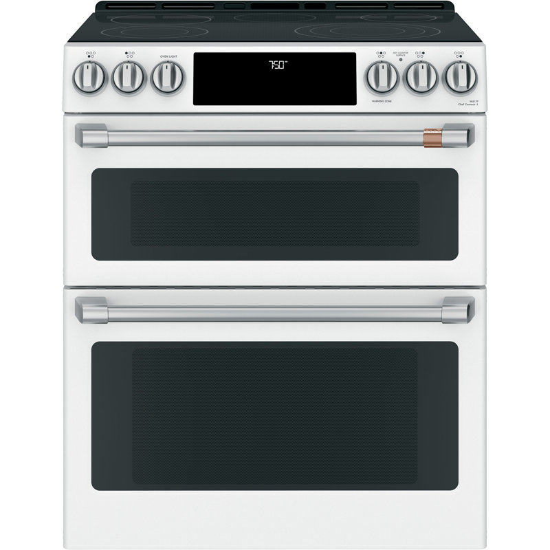 Café 30" 6.7 cu. ft. Smart Slide-in Electric Range with Convection and Radiant Cooktop, Matte White