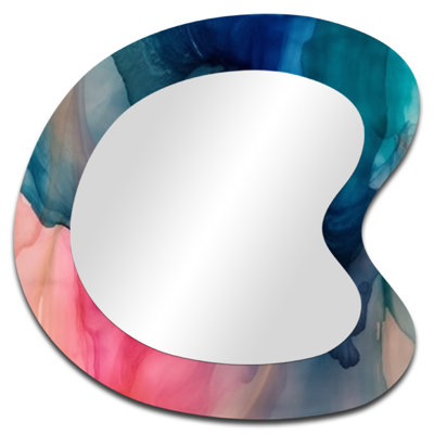 Mélange d'aquarelle bleu et rose - Miroir mural asymétrique moderne abstrait irrégulier