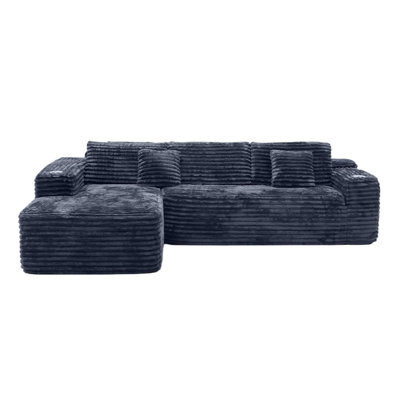 106" Modular Cloud Sectional Couch with Deep Seat and L-Shape Chaise,Cup Holder & Side Pocket, No Assembly Required Upholstery Compression Sofa  for Living Room or Bedroom