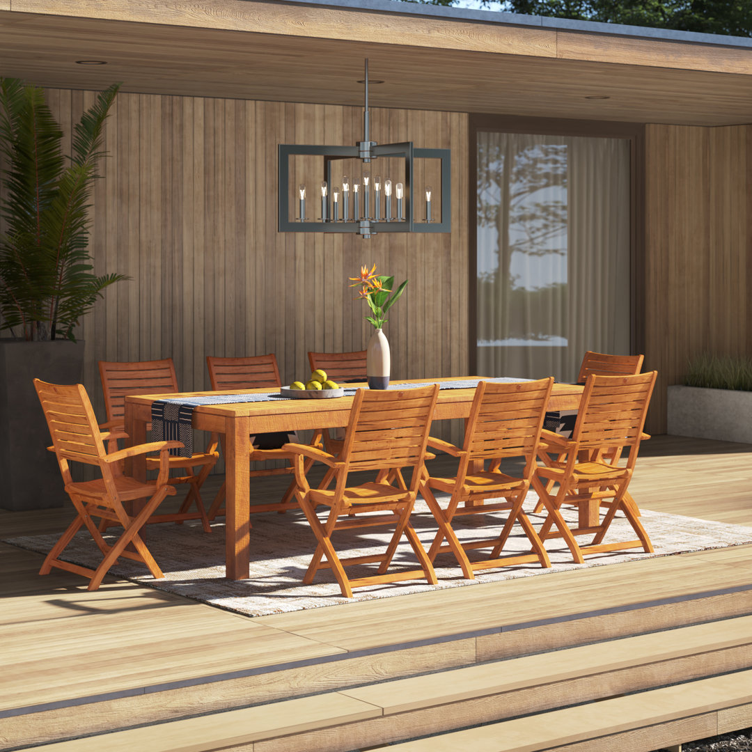 Anautica 8 - Person Teak Wood Patio Dining Set with Rectangular Table Lark Manor™