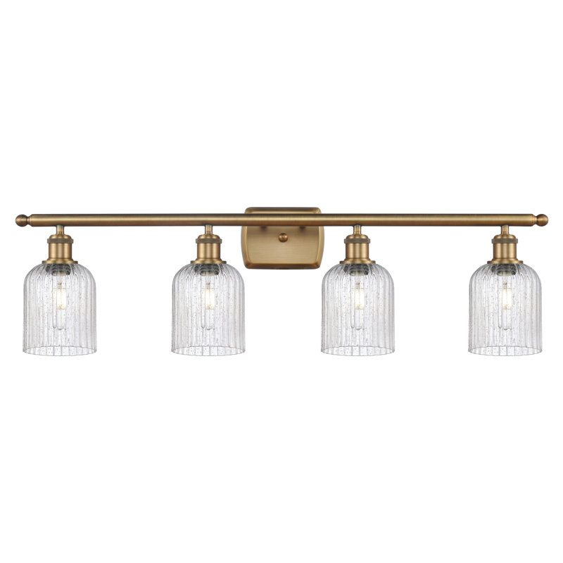 Fiennes 4 - Light Dimmable Vanity Light, Brushed Brass, Clear