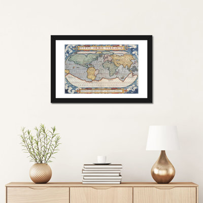 Carte antique du monde 1570, impression sur toile