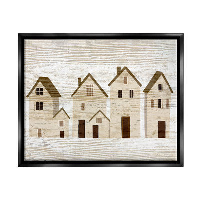 «Rustic Neighbours maisons», impression encadrée sur bois