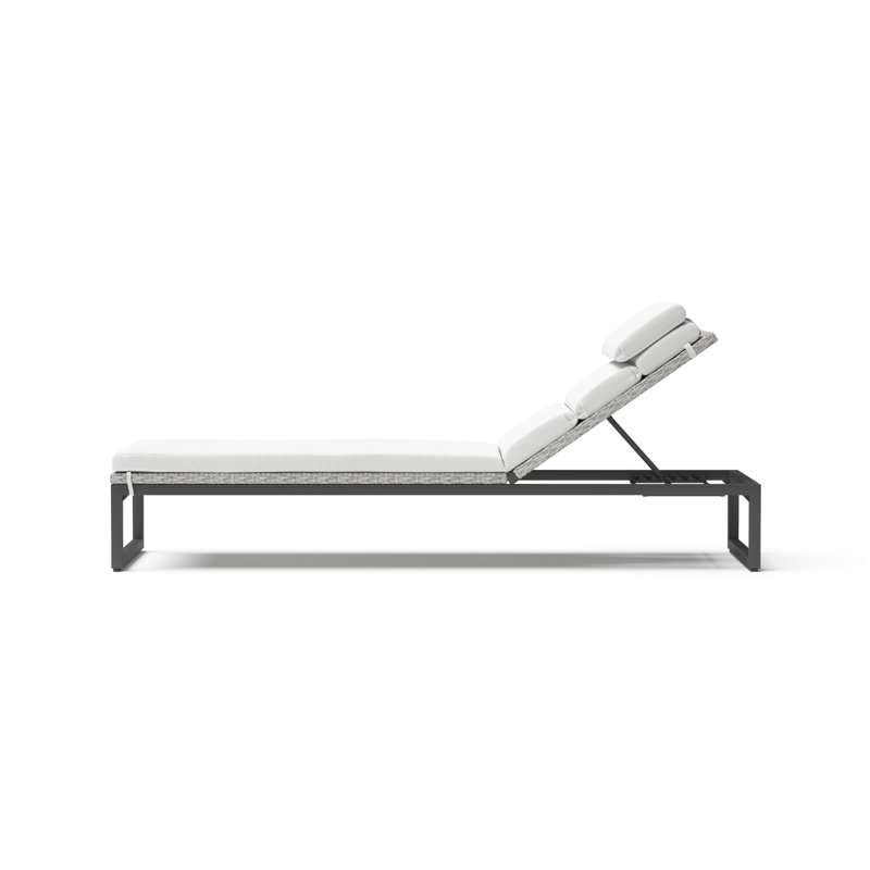Milo Reclining Chaise Lounge with Cushion, Canvas Navy Sunbrella® Canvas, Gray