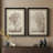Sepia Tree Study Vintage Sketch - Set of 2 Premium Framed Wall Art Print on Paper 26"x36"-1941381415