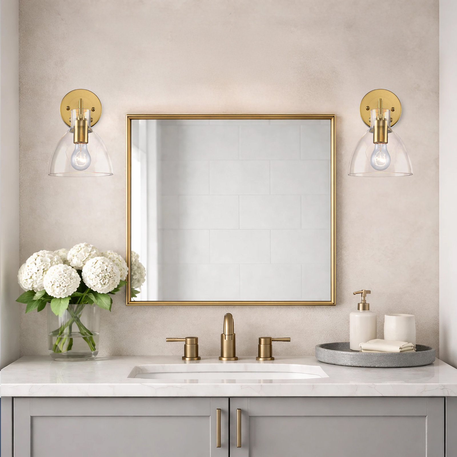 Martins Single Light Dimmable Vanity Light, Antique Gold