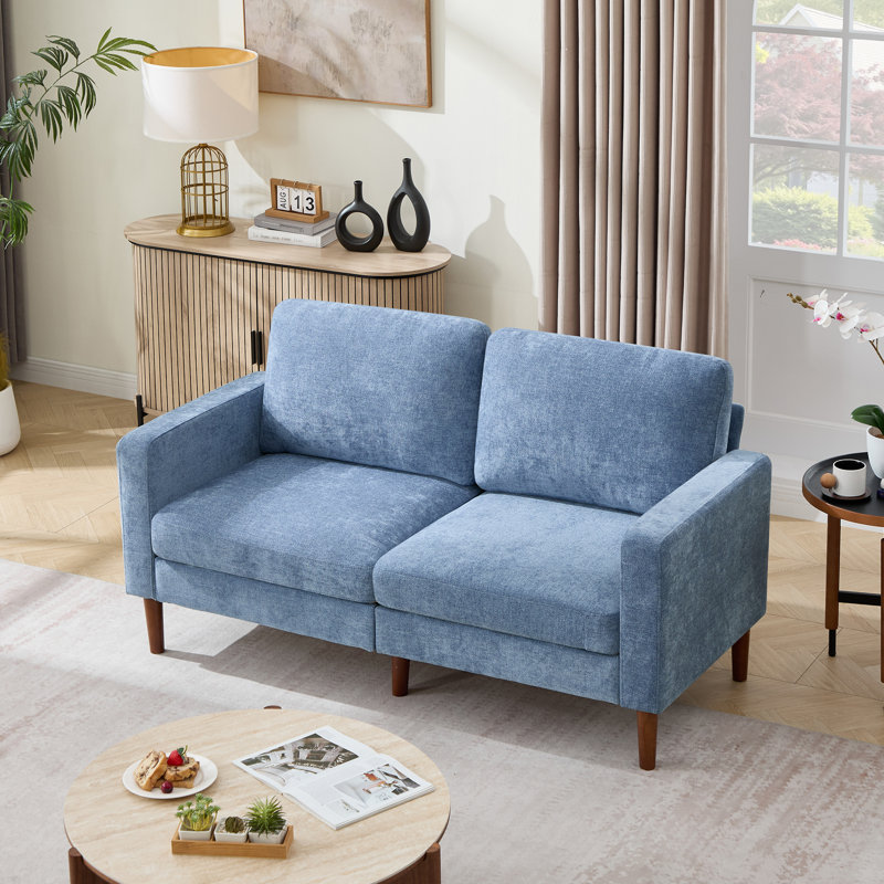  65" Classic Loveseat,  Light Blue Chenille 