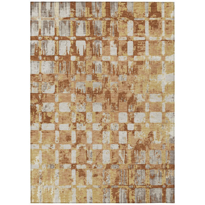 Machine Washable Indoor/Outdoor Chantille ACN2628 Abstract Rug