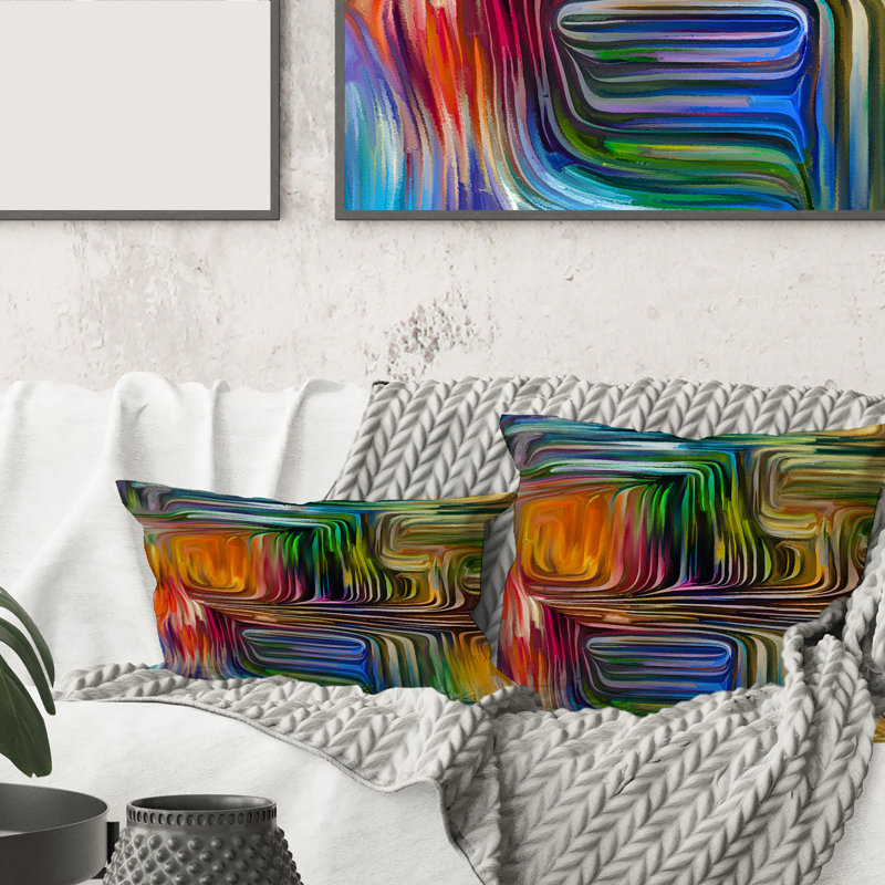 Carré, couleur Fusion III - coussin décoratif moderne imprimé, 16" x 16"