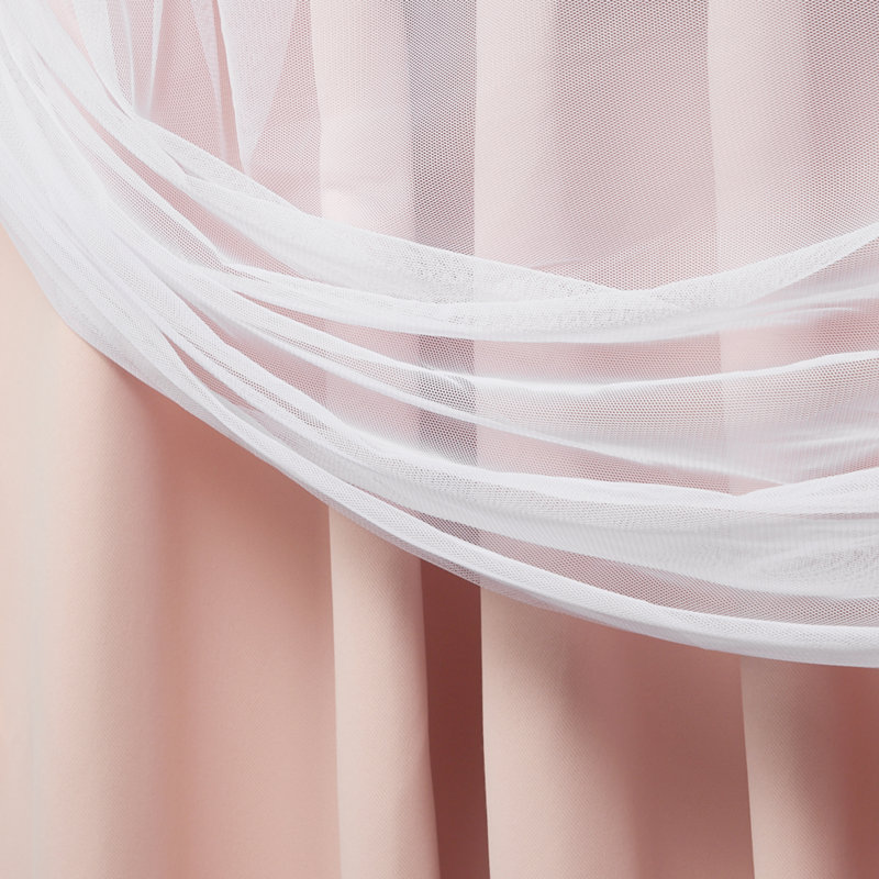 Catarina Layered Solid Room Darkening and Sheer Hidden Tab/Rod Pocket Top Curtain Panel Pair, Rose Blush, 50" W x 84" L