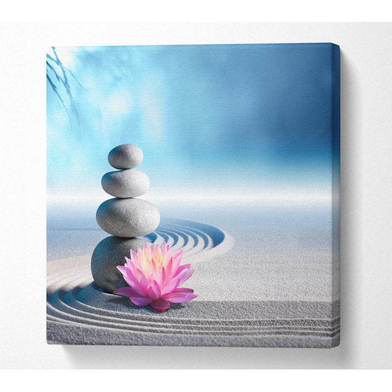 Pebbles on Zen Beach Lilly - Wrapped Canvas Art Prints, 101.6cm H x 101.6cm W x 10cm D