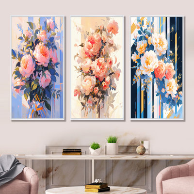 Peony Whisperes Bouquet - Peony Canvas Prints Set Of 3