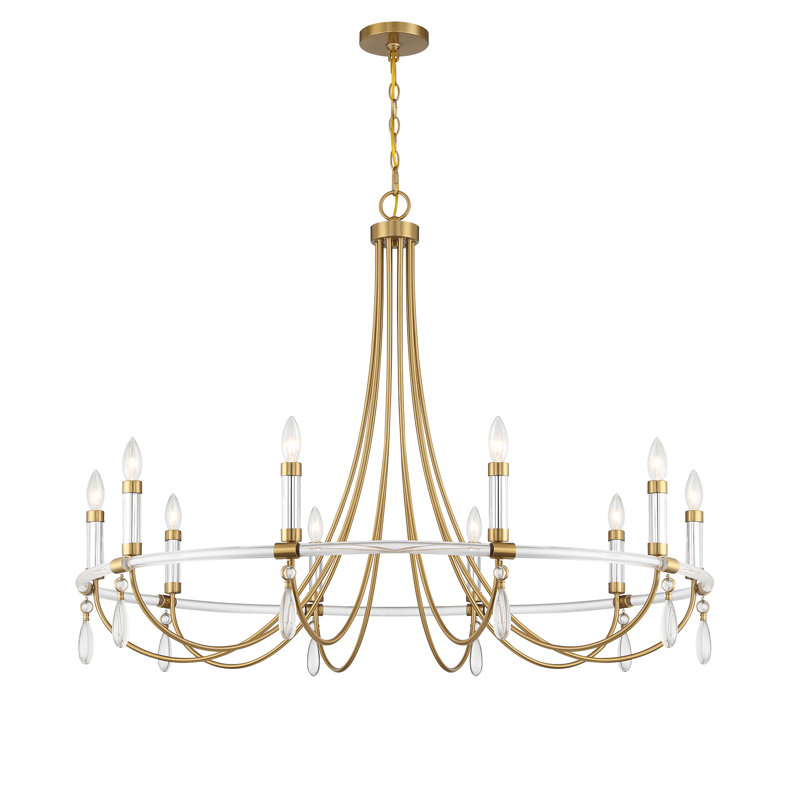 Lustre 10 lumières en laiton chaud et chrome Savoy House Mayfair, H 34 po x l 45 po x P 45 po, 10 lumières