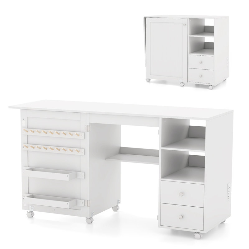 Folding Sewing Table Charging Station Multifunctional Sewing Machine Cart Table