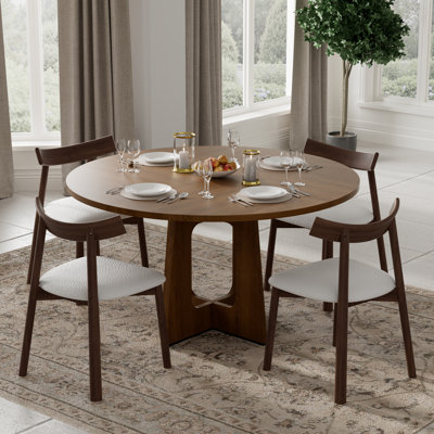 Modern Farmhouse Round Dining Set with Mid-century Curved Backrest Chair Set by Ebern Designs