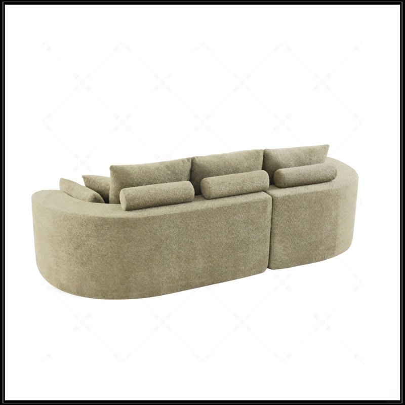 Canapé modulaire incurvé en tissu avec méridienne Boucle, Vert