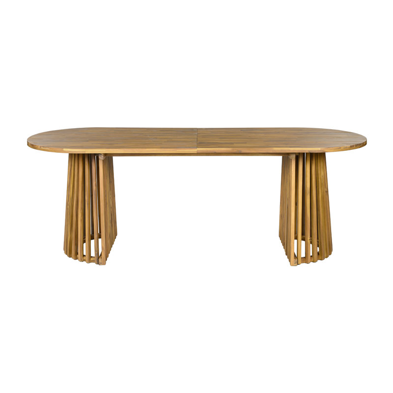 Dorset Patio 6-Person Acacia Wood Dining Set With PE Wicker Backrest & Cushions, 5 Pieces: Table, 4 Chairs, Teak, Natural