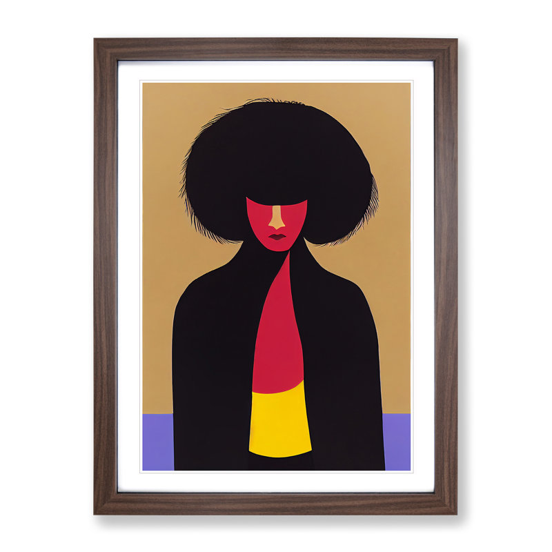 Unique Abstract Woman No.4 - Single Picture Frame Print, 64cm H x 46cm W x 2cm D, Walnut Framed
