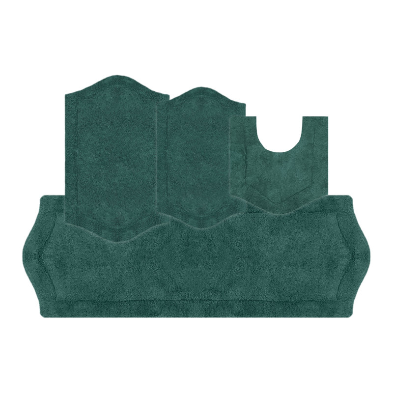 Ensemble de tapis pour salle de bain 4 pièces Morissette, Vert forêt