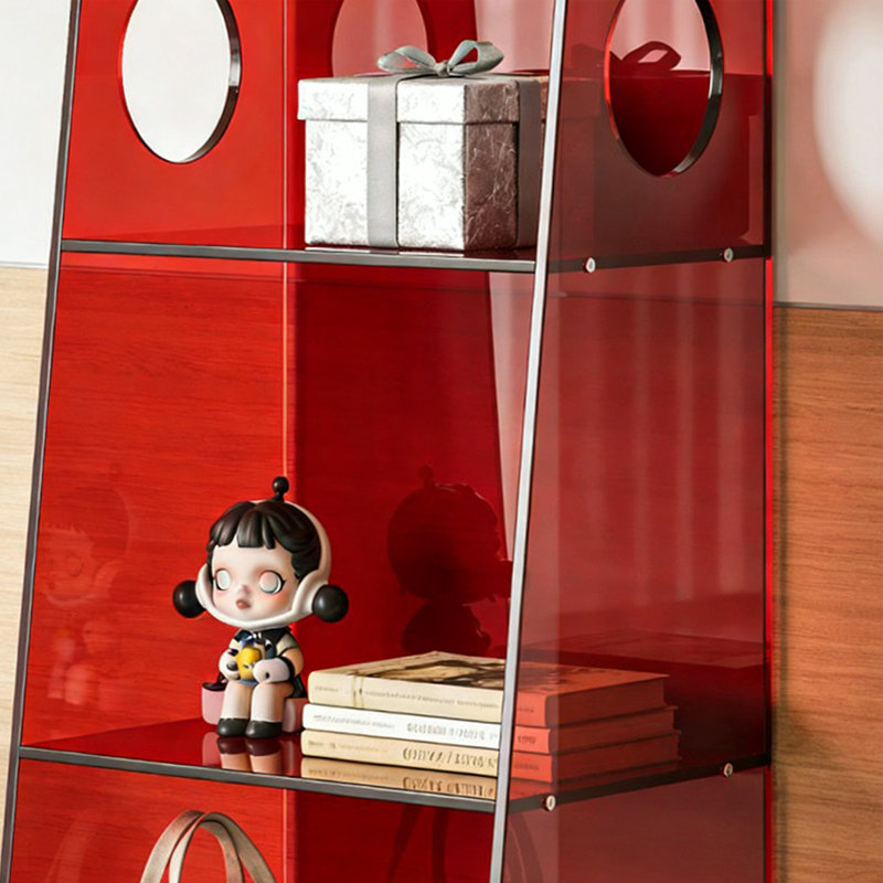 Tablette de rangement rouge trapézoïdale en acrylique, H 39,37 po x l 23,62 po x P 11,81 po
