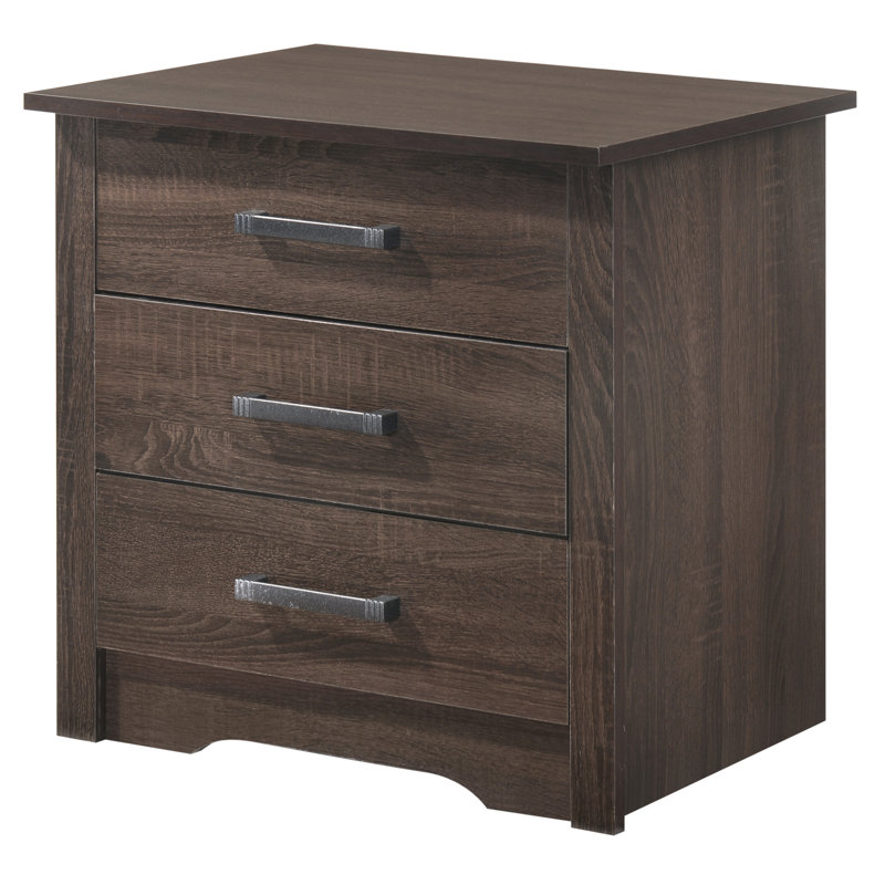 Agon 3 - Drawer Mid Century Modern Nightstand, Dark Brown