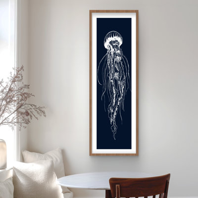 Illustration de méduse blanche - reproduction encadrée mate pour la décoration
