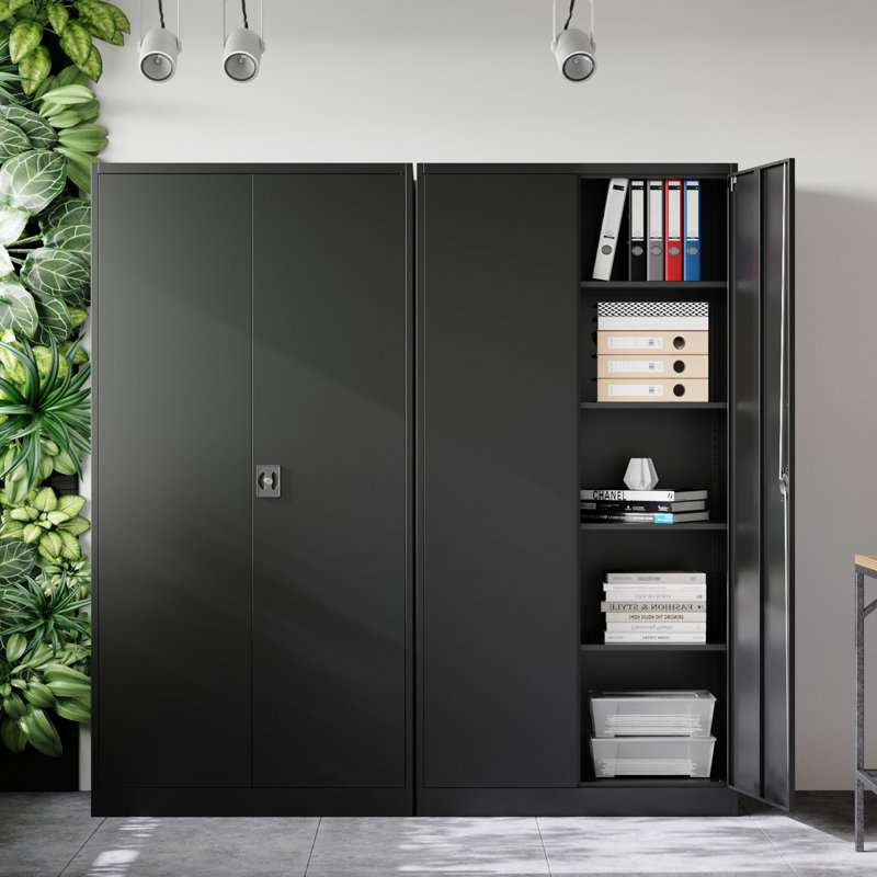 Armoire de rangement en métal H 70,87 po x l 31,5 po x P 15,7 po Reposa, Noir