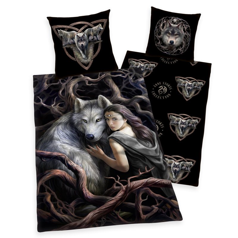 Anne Stokes Black/Grey Reversible Duvet Cover Set