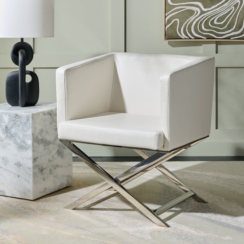 Cayce Faux Leather Armchair, White Faux leather