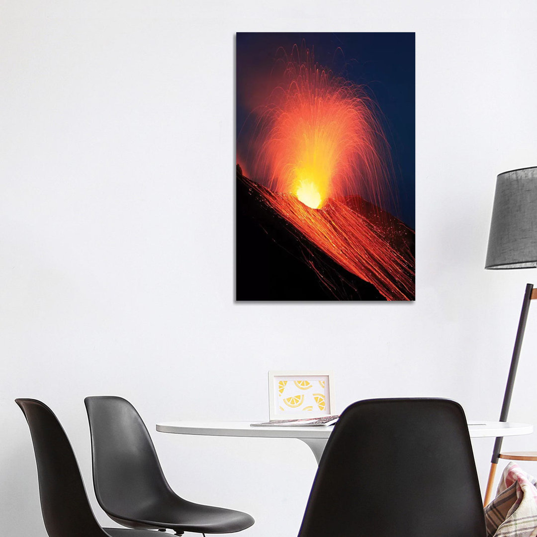Strombolian Eruption Of Stromboli Volcano, Aeolian Islands by Richard Roscoe - Wrapped Canvas Print